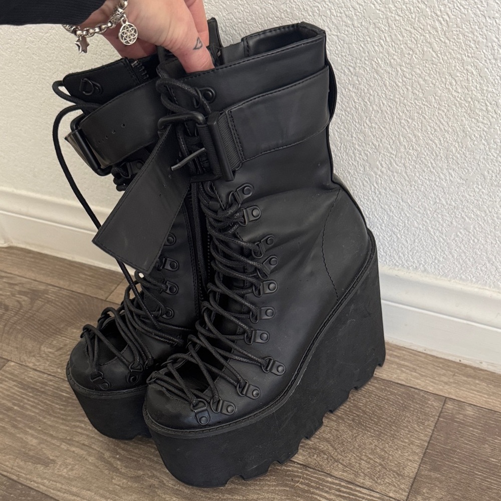 Current Mood Black Wedge Boots